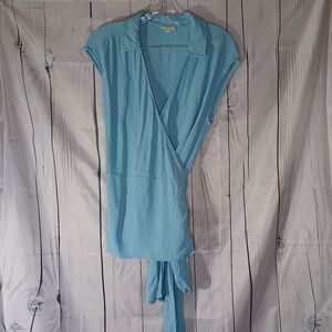 J.jill Blue Wrap Rayon Top